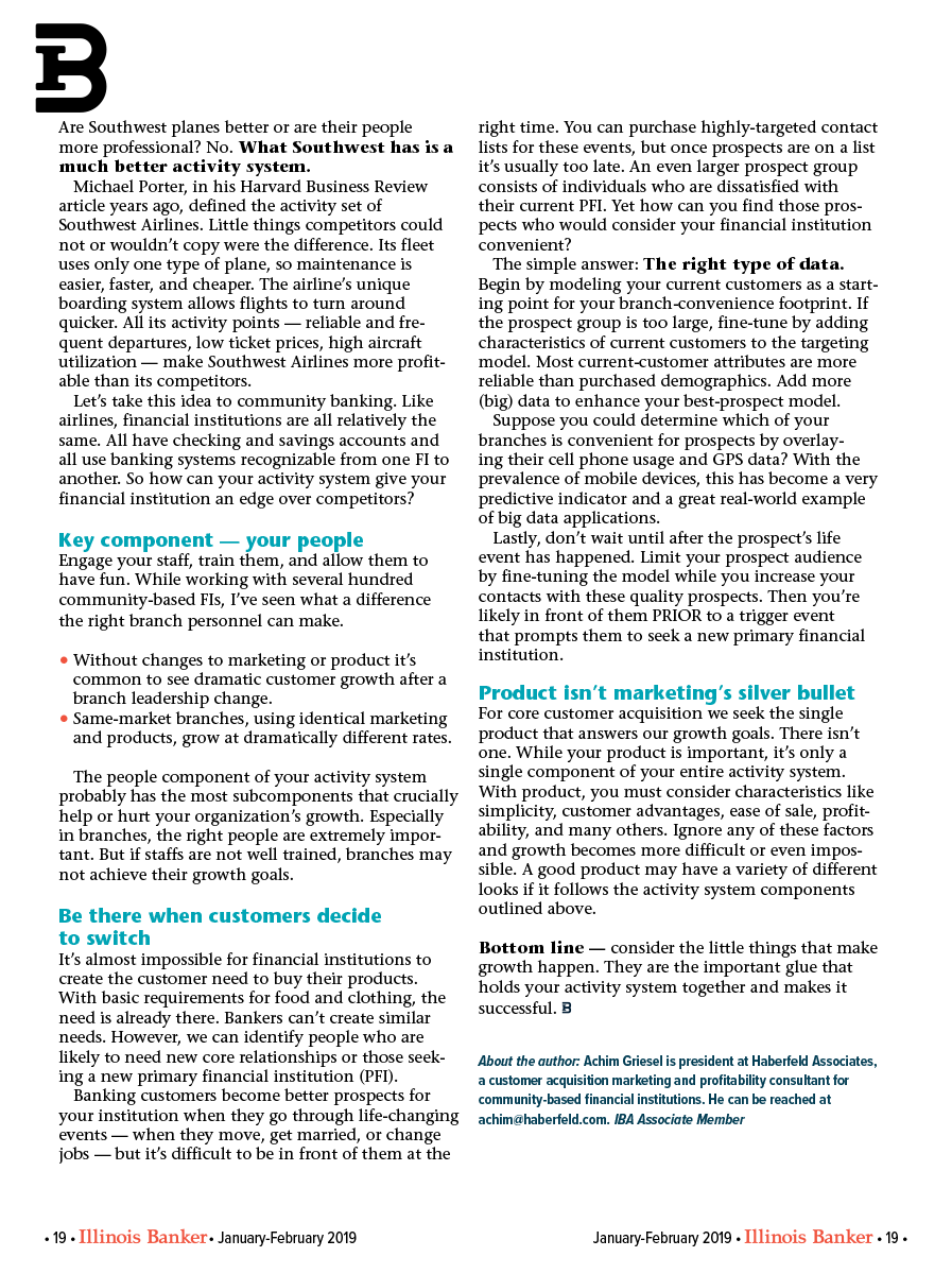 Illinois Banker Magazine "You Want To Grow? It's the Little Things that Matter"